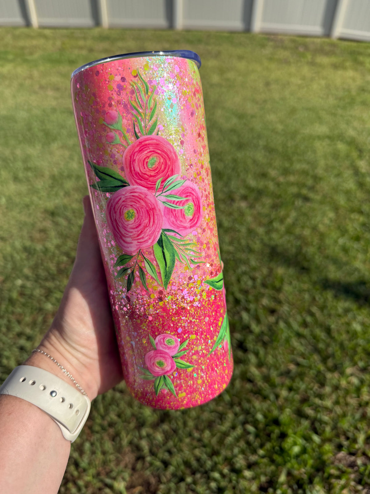 Pink Floral Tumbler