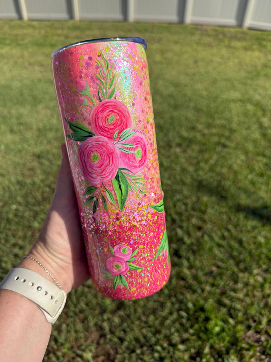 Pink Floral Tumbler